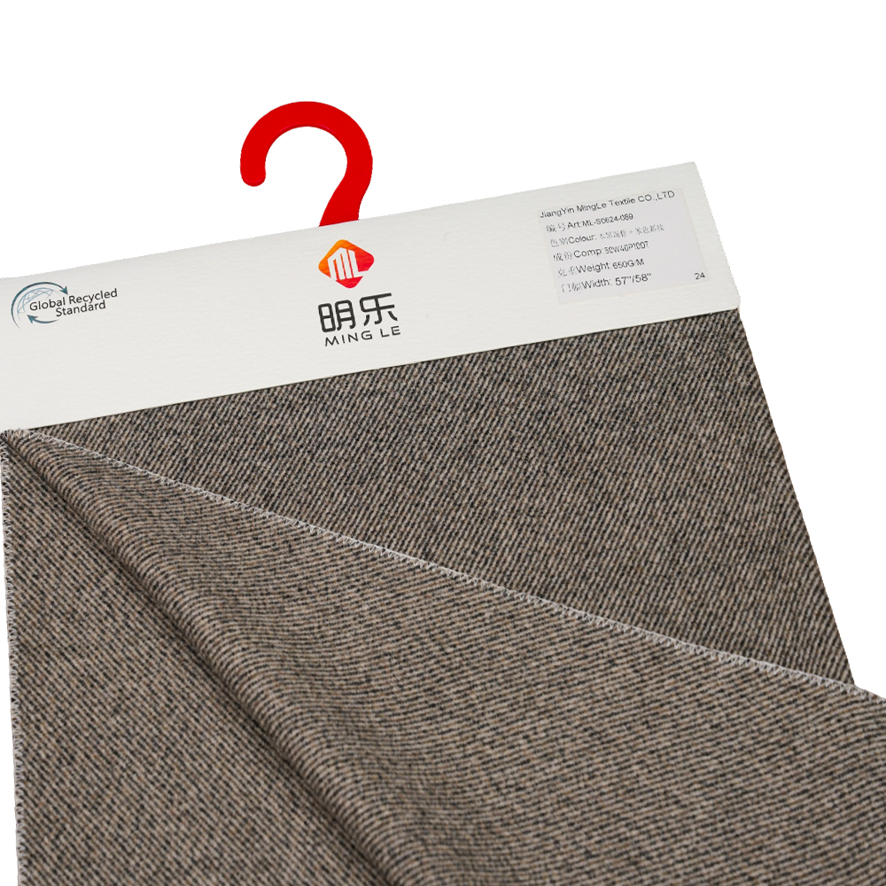 50% wełna, 40% poliester, 10% inne włókno, 650 g/m, czarny mieszany brąz + beigetwill, tkanina Melton, ML-S0624-089