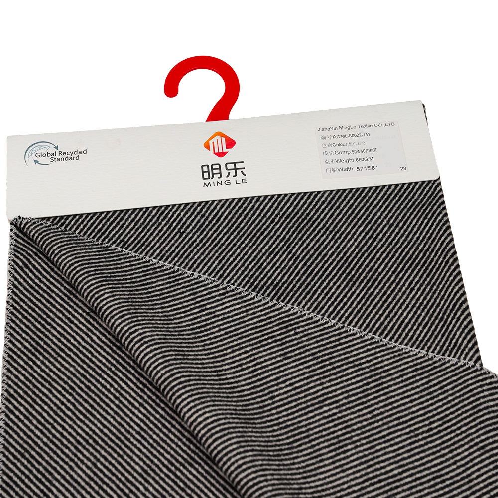 50% wełna, 40% poliester, 10% inne włókno, 680 g/m, czarno-biały, tkanina Melton Twill, ML-S0622-141