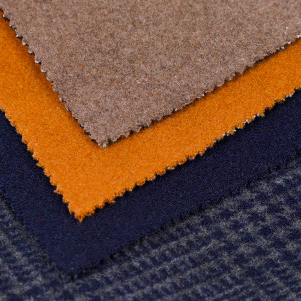 55% Wełna, 45% Inne, r 645G/M, Granatowy, Tkanina Aksamitna Dwustronnie, ML-3010305-1