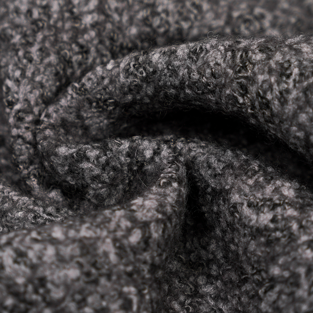 40% wełna, 60% poliester, 750 g/m, czarno-szary, wełniana dzianina bali, ML-70165440-75